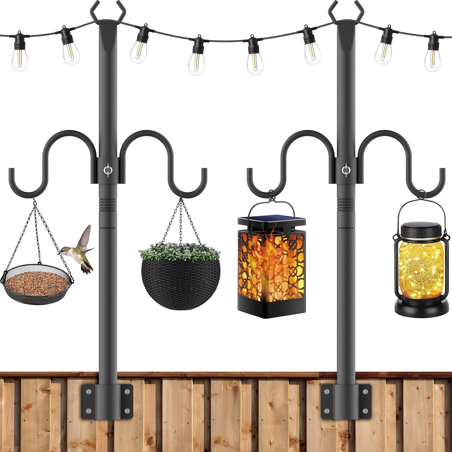 LETIANPAI String Light Poles,Metal Poles with Hook for Hanging Outdoor