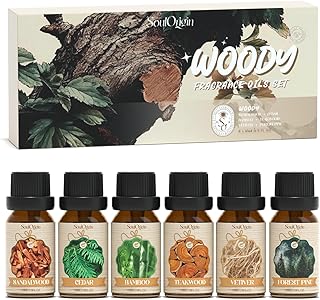Woody Essential Oils Set, Fragrance Oil Set for Diffuser, Scent Diffuser Oil for Candle Making- Sandalwood, Cedar, Bamboo, Teak, Vetiver, Forest Pine