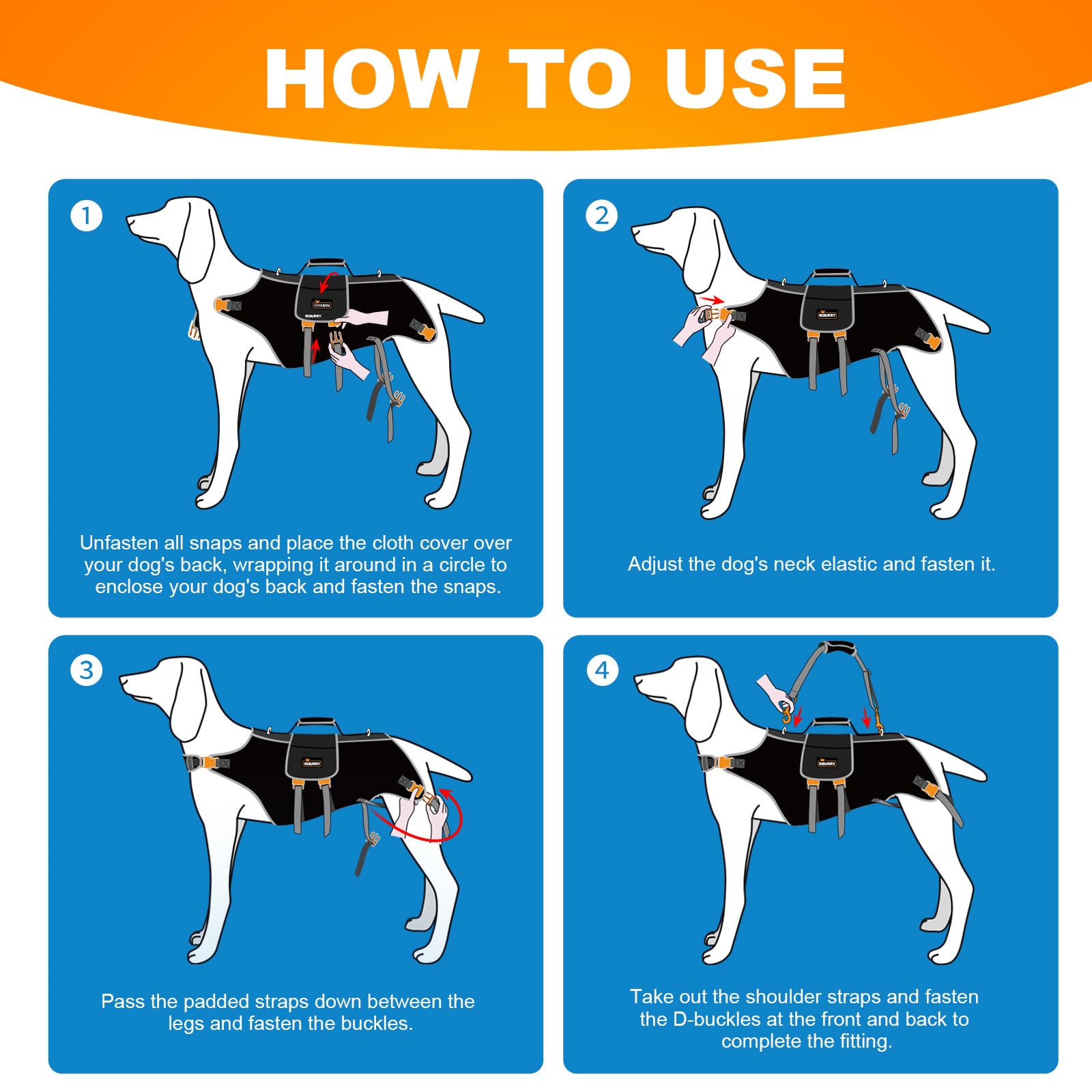 Hundetragetuch & Gehhilfe - Verstellbares Reha-Geschirr Für Hunde Mit Gelenkproblemen, Größe XL