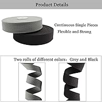 Vista 3 de Correas de algodón de 1 pulgada, 2 rollos/20 yardas para asas de bolsa, bolsa de mano, cinturón de tela, artes y manualidades (negro, gris)