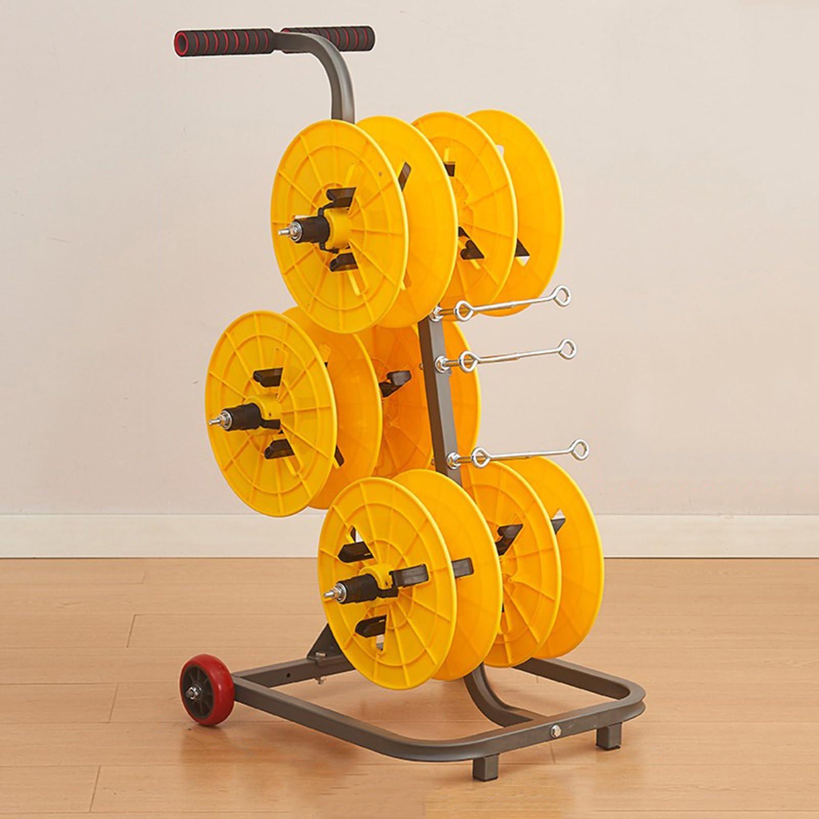 Organizador de cables resistente con ruedas, estante profesional de carrete de alambre para electricistas, dispensador de carrete de carrete grande, soporte desenrollador de alambre eléctrico