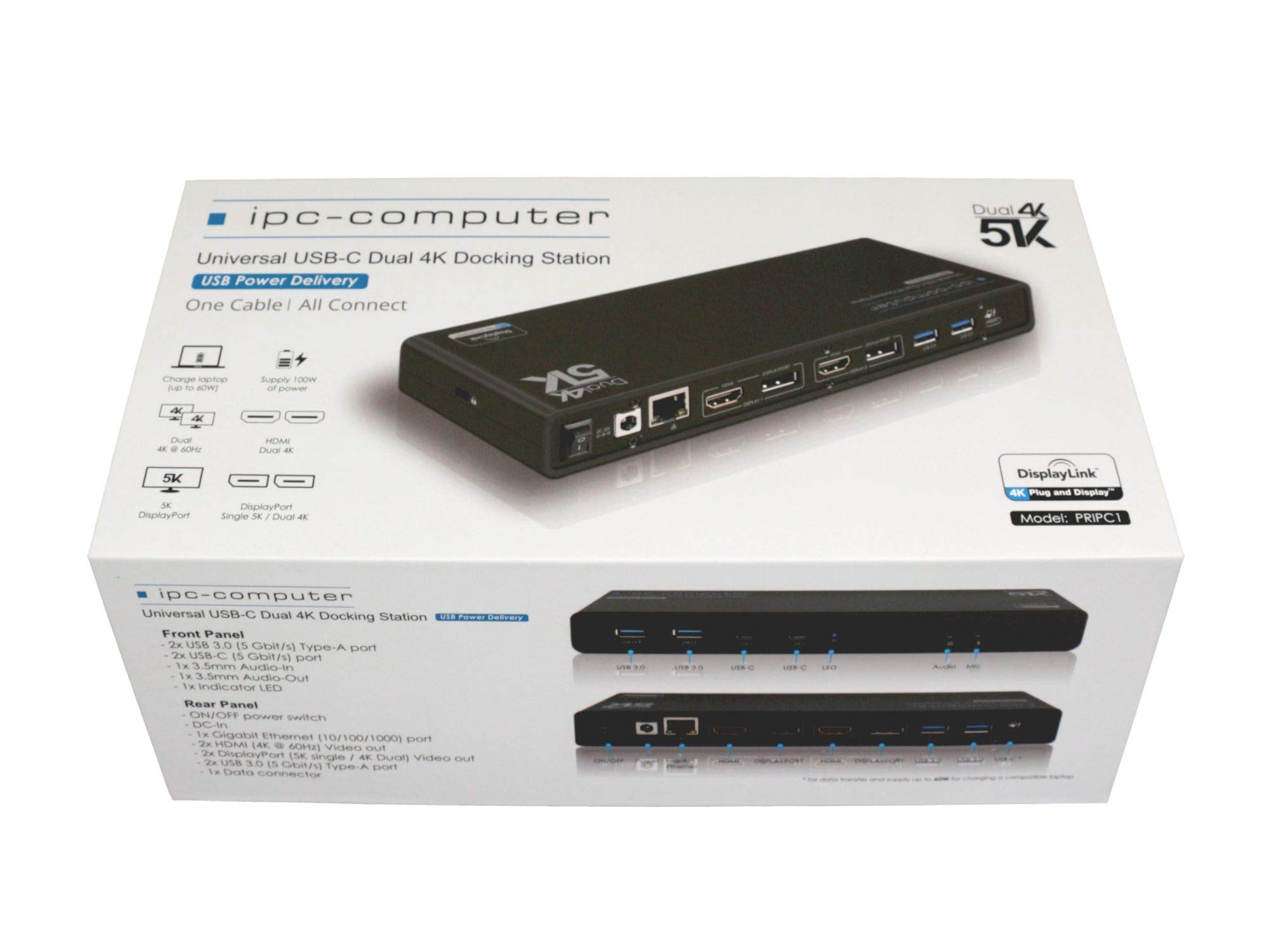 IPC-Computer USB-C / USB 3.0 Docking Station inkl. 100W Netzteil