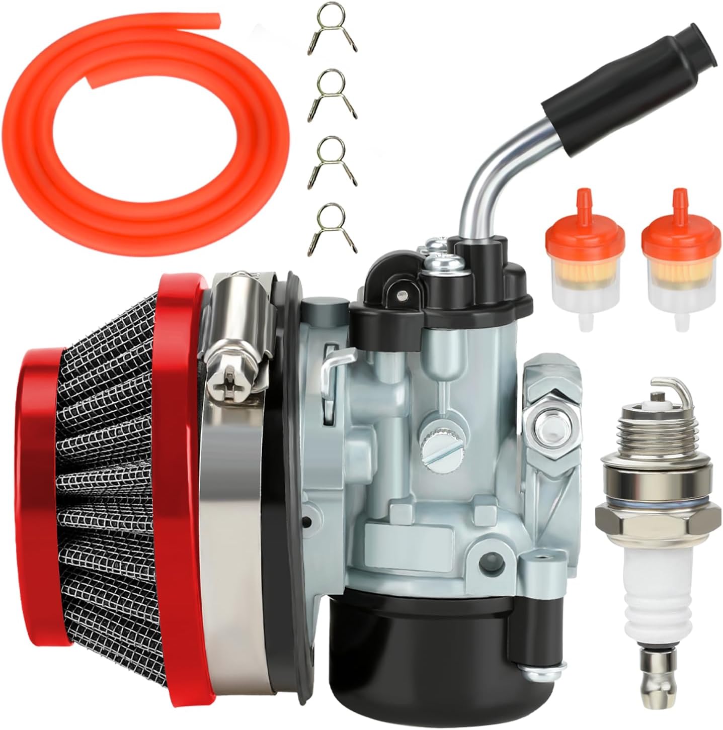 YOXUFA 2 Stroke Racing Carburetor Carb Air Filter Kit for 49cc 50cc 66cc 80cc 100cc 2 Stroke Engine Gas Motor Motorized Moto Bike Bicycle Scooter Moped Dirt Bike High Performance Parts