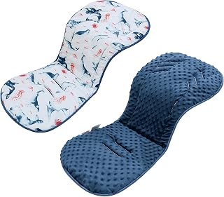 LAT Colchoneta Silla Paseo, Almohadilla Reversible para Cochecitos, Cojín Doble Cara para Silla de Auto y Carrito, Suave y Transpirable, Funda Universal para Bebés y Niños Pequeños (Ballena)