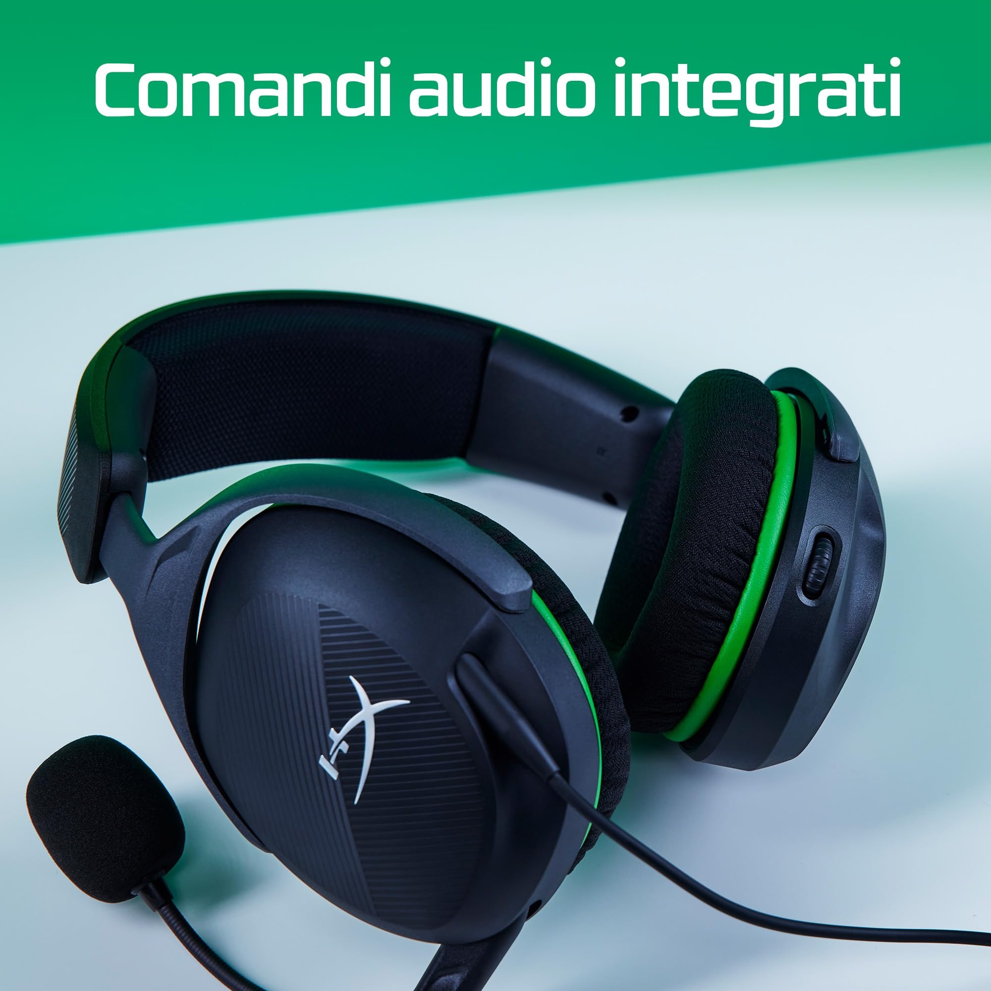 HyperX CloudX Stinger II Core, Cuffie da Gaming, Connessione Cablata a 3,5mm, Telaio in Plastica, Cuscinetti in Memory Foam Rivestiti in Tessuto, Comandi sul Padiglione, Adatto per Xbox, Bianco
