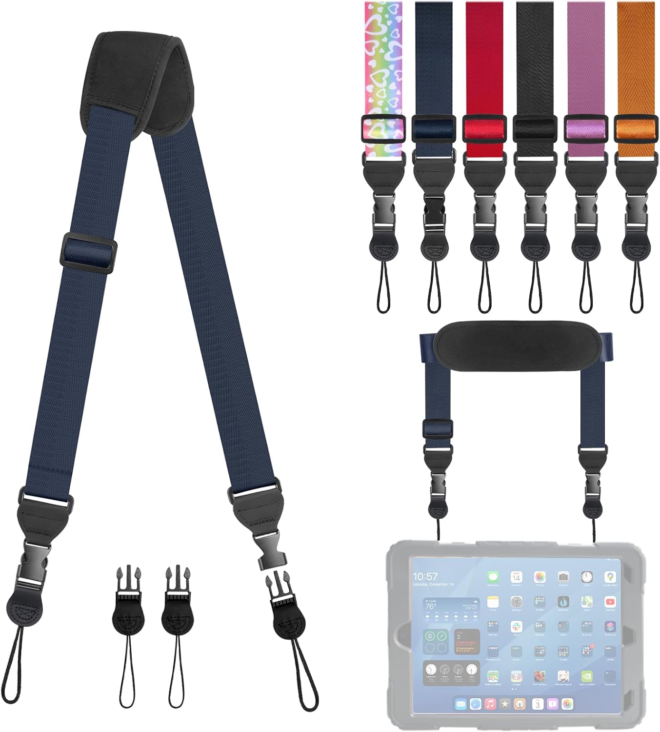Universal Shoulder Strap, Removable Neoprene Padded Camera Strap, Adjustable Neck Lanyard for iPad, Binocular, Tablet Case, Camera, Luggage Bag (Royal Blue Universal Shoulder Strap)