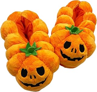 Halloween Slippers, Pumpkin Slippers for Women, Spooky Slides, Pink Pumpkin Slides Fuzzy Slides Outdoor Warm Slippers