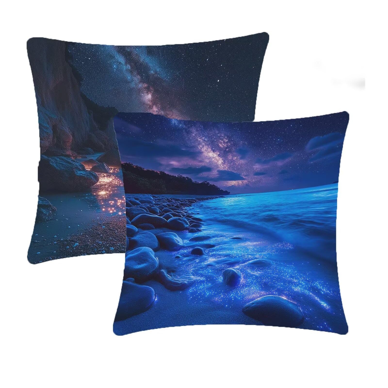 Housse coussin marine lin orange haut de gamme 50x50cm resistant aux intemperies lot de 2