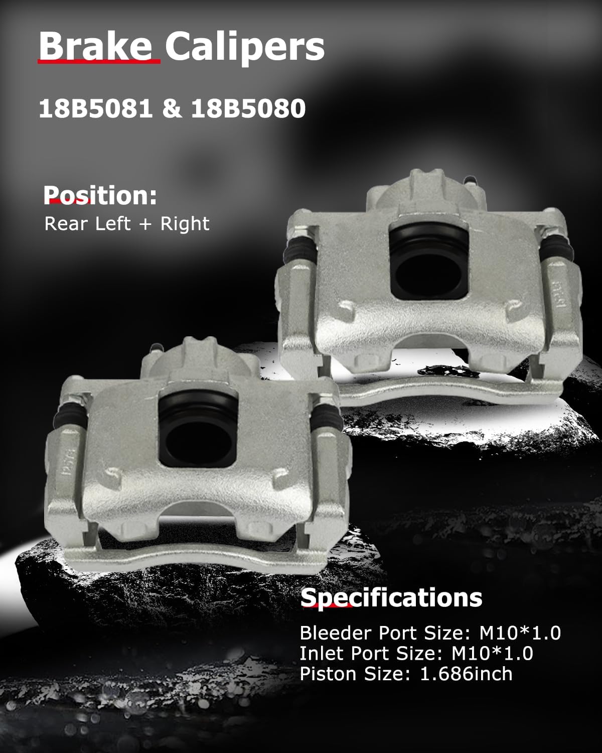 cciyu Front & Rear Brake Calipers Assembly w/Bracket 2008-2012 For Chrysler For Town & Country,2008-2012 For Dodge For Grand Caravan,2009-2012 For Volkswagen For Routan 18B5044 18B5045 18B5081 18B5080