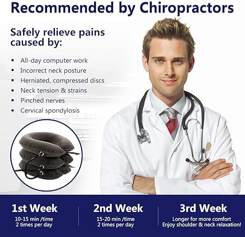 Vista 3 de Dispositivo de tracción cervical para alivio instantáneo del dolor de cuello S. Gris