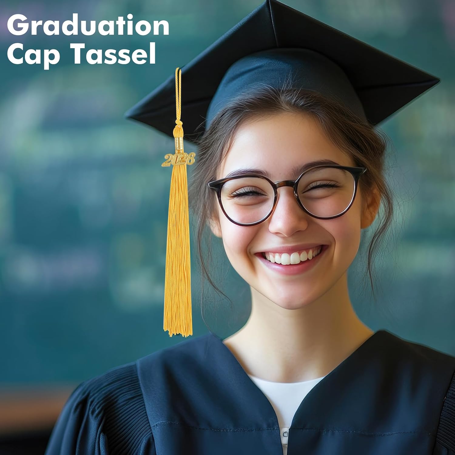 2026 Graduation Tassel Grad Cap Tassel with Gold Charms 9 Inch Graduation Cap Tassel for High School College University Ceremony Ideal Graduation Gift Accessories (Gold)