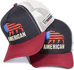 boné trucker modelo american company masculino preto e vermelho
