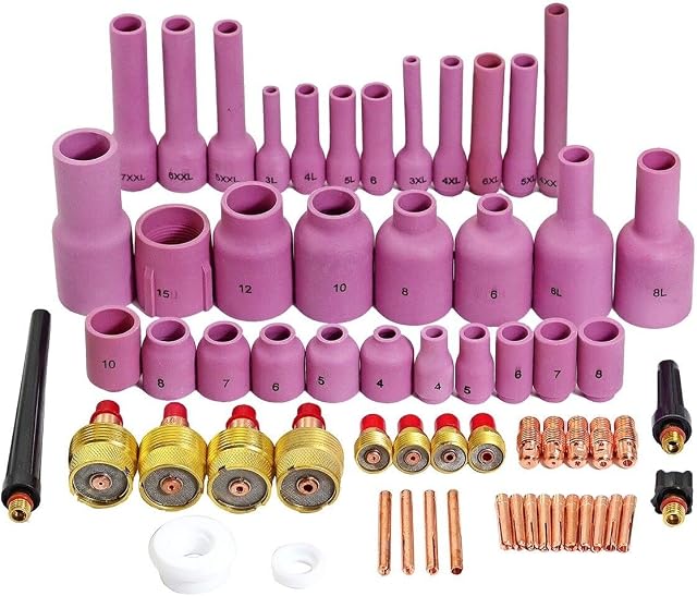 TIG Gas Lens Back Cap Collet Body Assorted Size Fit DB SR WP 9 20 25 TIG Welding Torch 63pcs