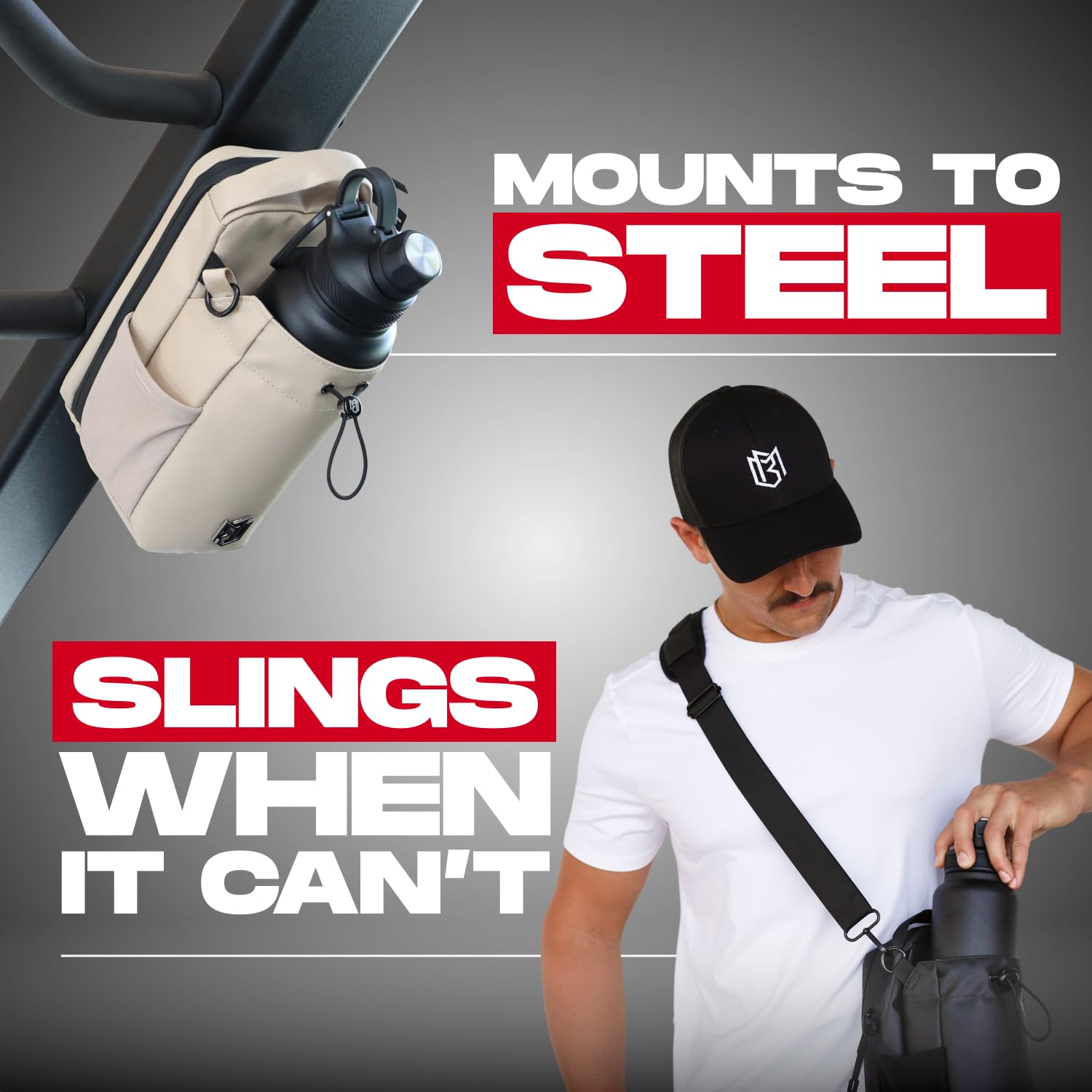 Magnetic Bottle Bag Sling Bag for Men and Women | Gym Bag for Gym, Travel, Work, and Sports | Keep Your Items off the Dirty Gym Floor With Magnetic Attachment (Cream)