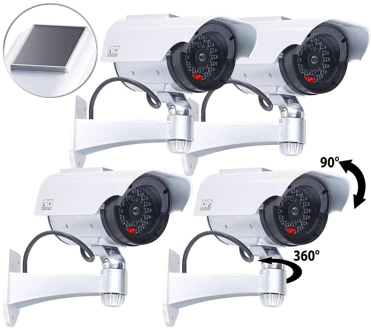 VisorTech 4 caméra de Surveillance solaires factices avec Signal LED