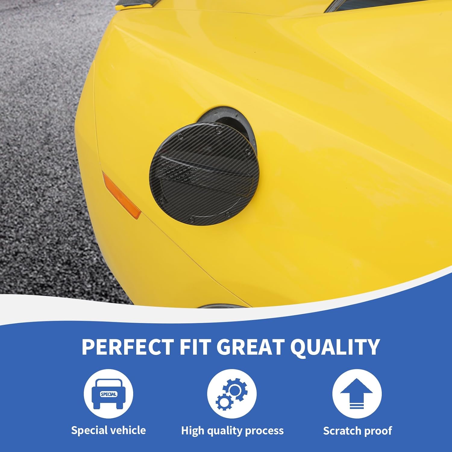 RAZPOY Carbon Fiber Fuel Filler Door Gas Tank Cap Cover Trim USA Flag Compatible with Chevy Camaro Accessories 2012-2015