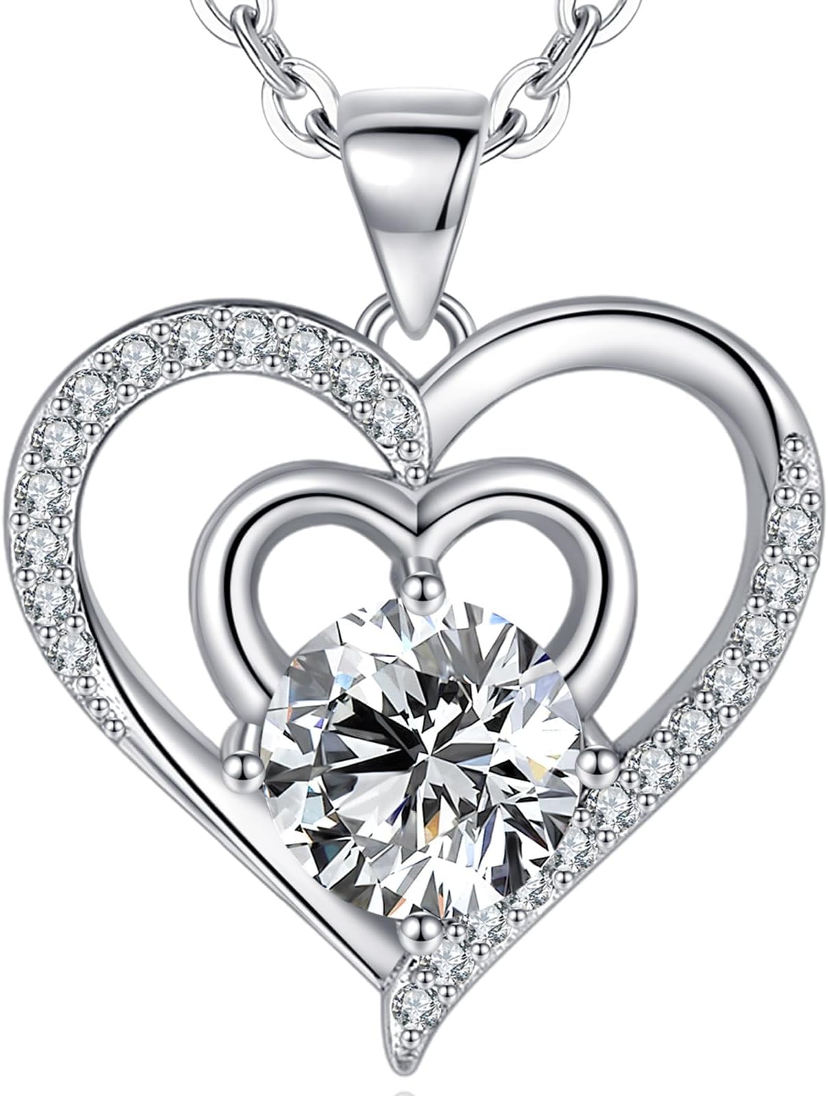 Cosie LilyNecklaces for Women 925 Sterling Silver Necklaces Love Heart Pendant Jewellery for Wife Girlfriend Mum Anniversary Birthday Mothers Day Christmas Valentines Gifts for Her