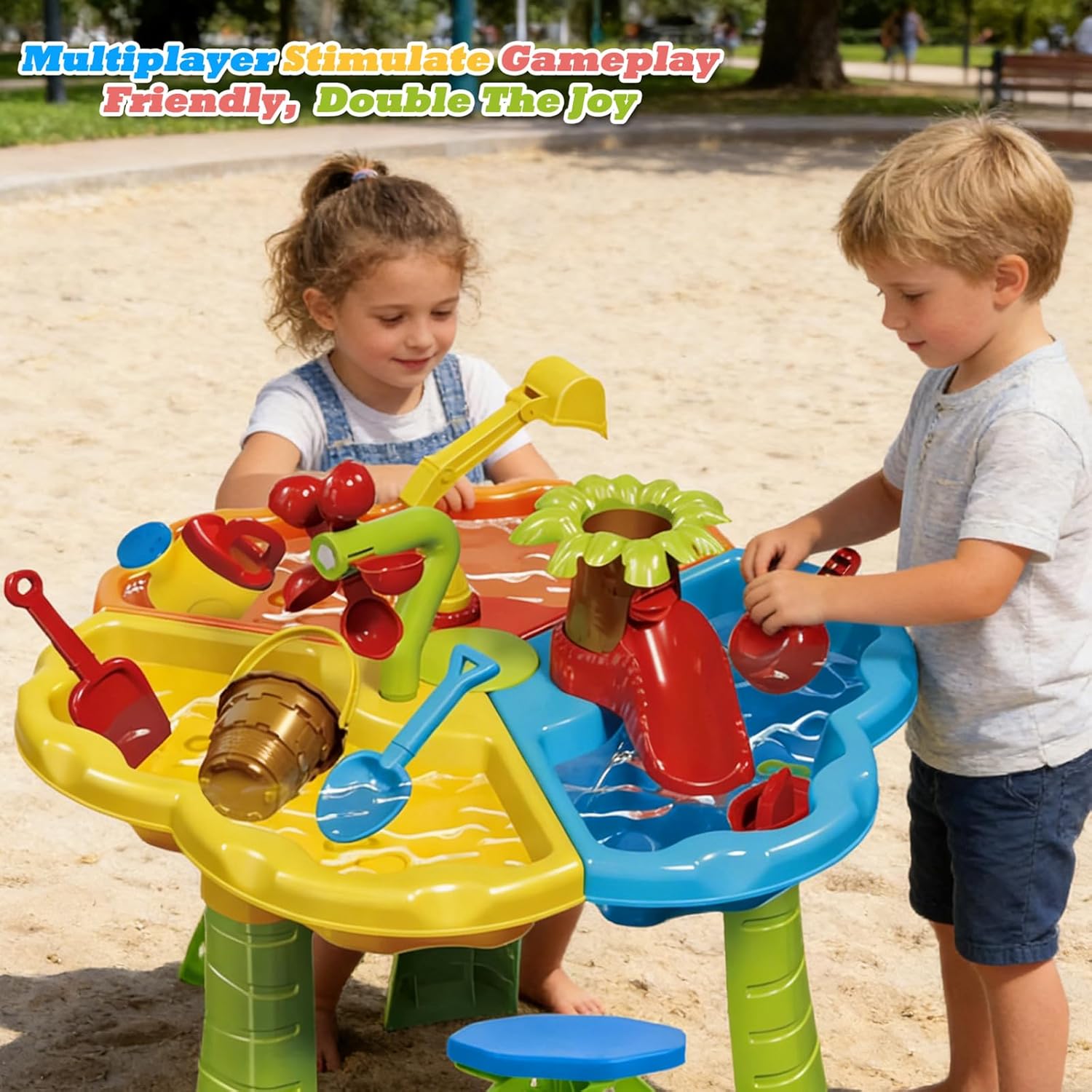 Kids Beach Sand and Water Table with Chair | 3 in 1 Indoor & Outdoor Sensory Toy for Toddler Boys Girls