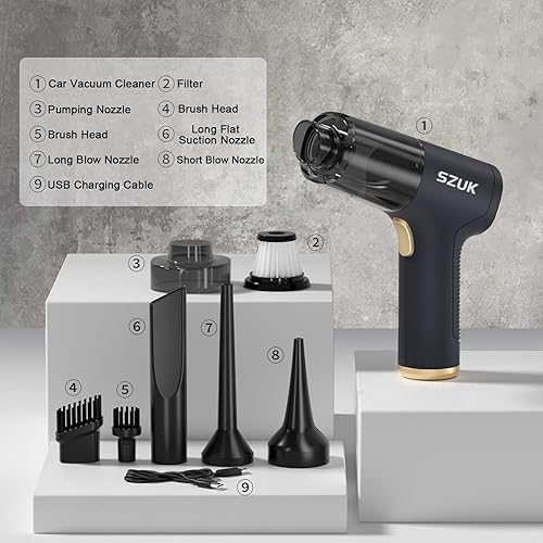 Miniatura 2 de Mini aspiradora de coche de 12000 PA inalámbrica de mano de alta potencia recargable con motor sin escobillas, succión fuerte, aspiradora portátil