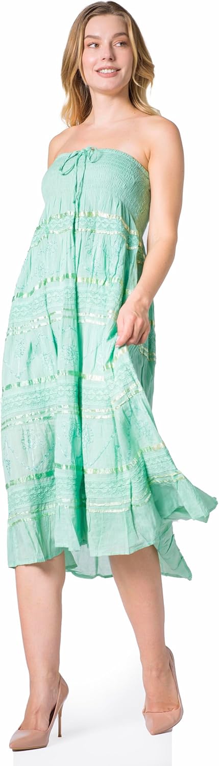 Sakkas Lace and Ribbon Peasant Boho Skirt
