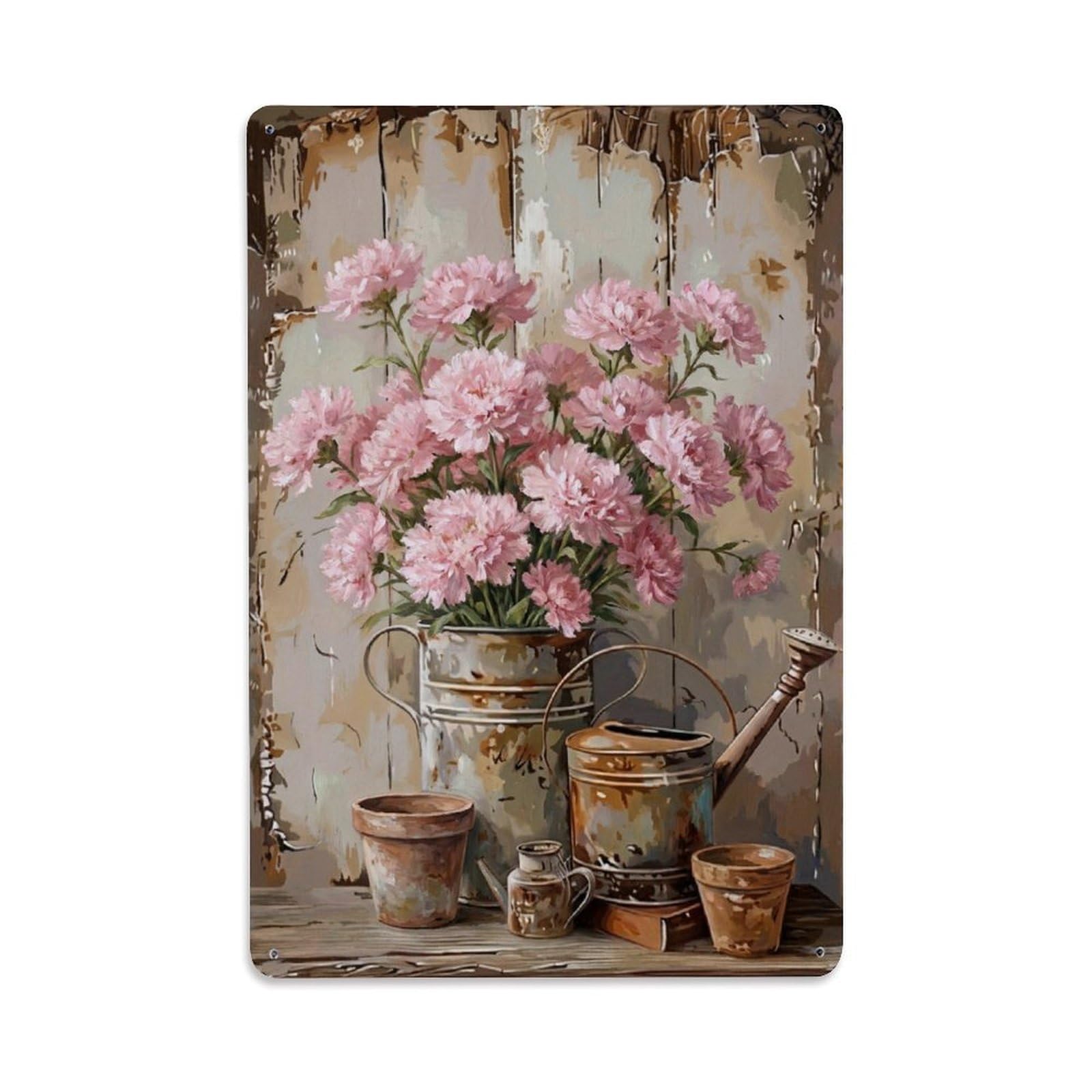 Vintage Flower Bunch Chelone Pastoral Aesthetics Metal Tin Sign