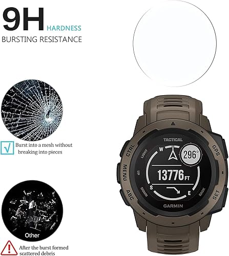 Miniatura 5 de Protector de pantalla de cristal templado para Garmin Instinct Tactical  Antiarañazos, antirreflejos, antihuellas 4 unidades Protector de pantalla