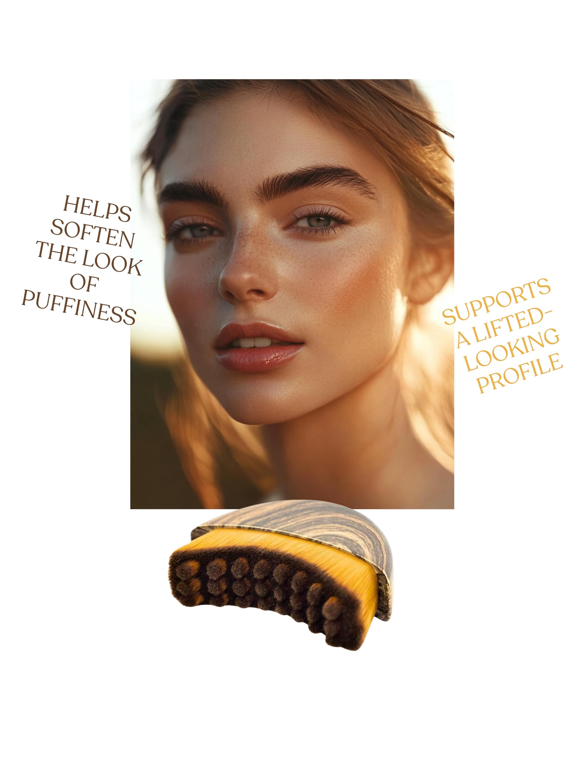 Lymphatic Contour Face Brush – Ergonomic Handle | Facial Sculpting, Puffiness Reduction & Glow-Boosting Massage | Dry Brushing for Jawline, Cheeks & Neck | Boost Circulation & Radiance