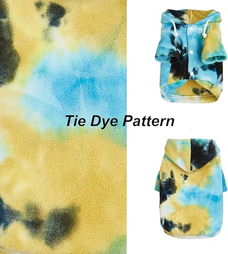 Miniatura 10 de Mklhgty Ropa de perro con capucha de teñido anudado, abrigo de invierno para mascotas, sudaderas para cachorros para perros pequeños, niños y niñas