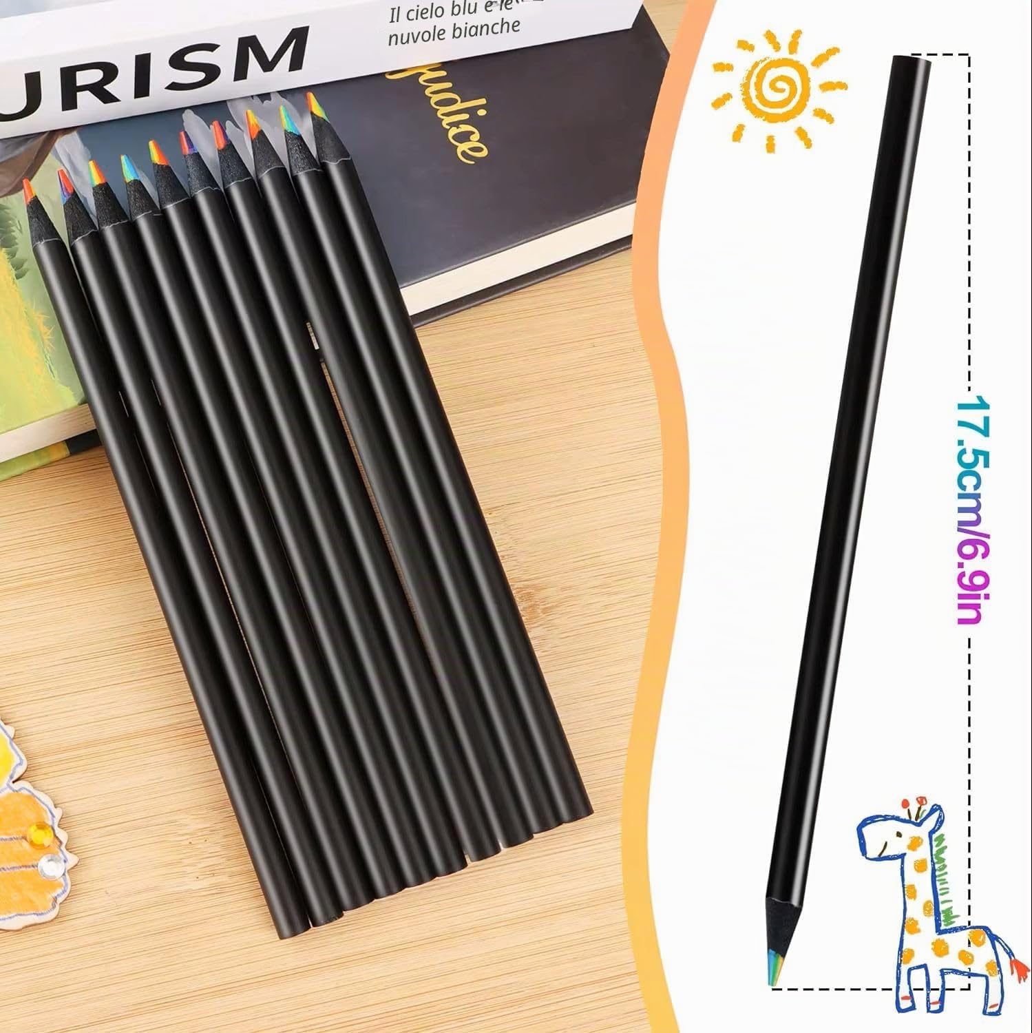 Matite Arcobaleno a 8 Colori Jumbo per Colorare e Disegnare Materiale Scolastico e Artistico
