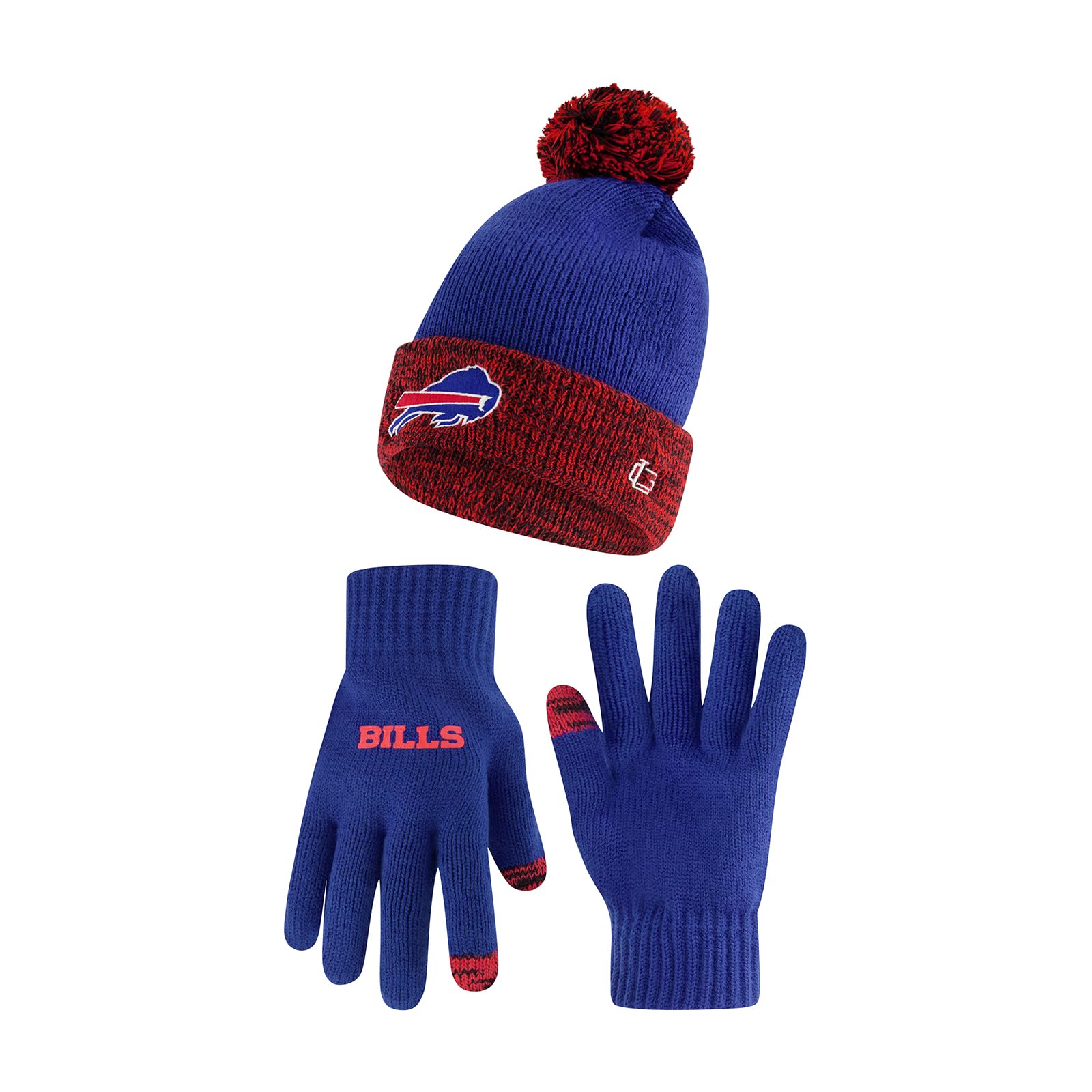 Ultra Game NFL Unisex Kids Super Soft Two Tone Winter Beanie Knit Hat with Extra Warm Touch Screen Gloves