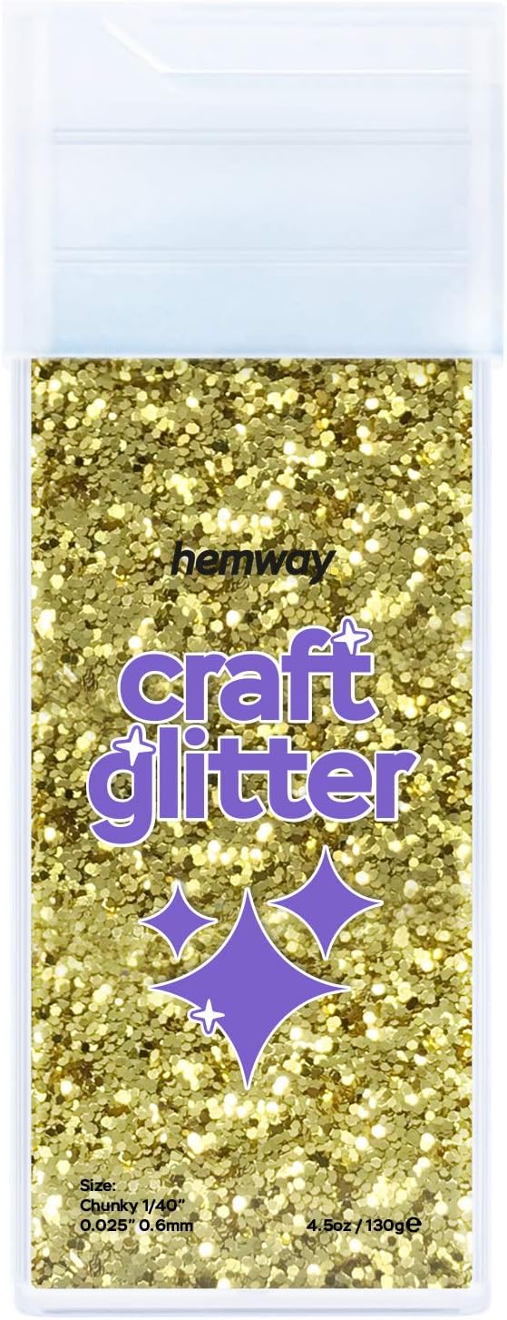 Hemway Glitter Shaker Sand Gold 110g Chunky, Craft Glitter Shaker for Resin & Epoxy Crafts, Christmas Art Supplies, Nail - Image 3