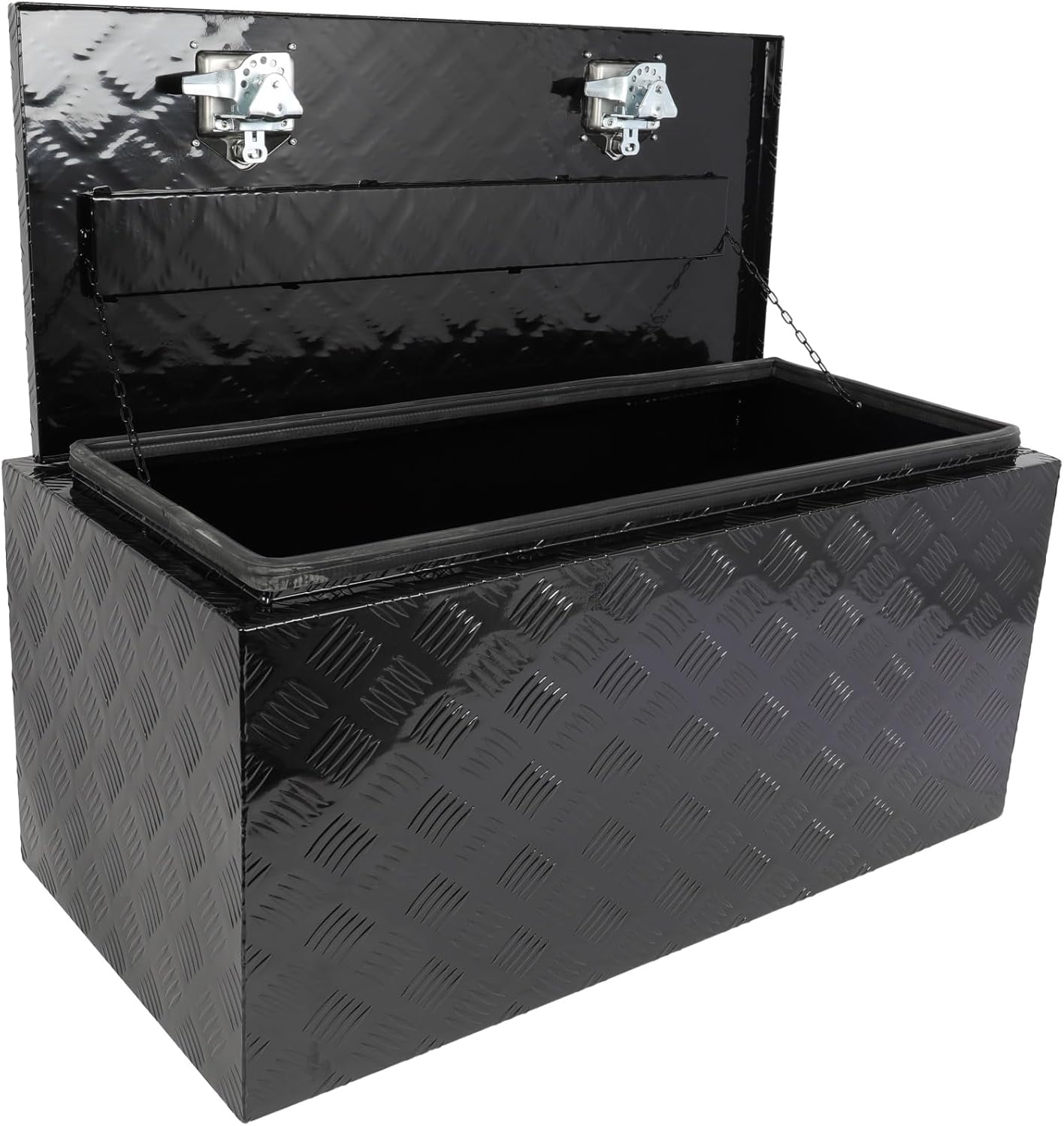 SCITOO 39 Inch Heavy Duty Truck Bed Tool Box,Aluminum Diamond Plate Crossover Storage for Most Full Size Pickups,Lockable Weatherproof Chest,Fits 39" Truck Beds,Easy Access to Load and Unload