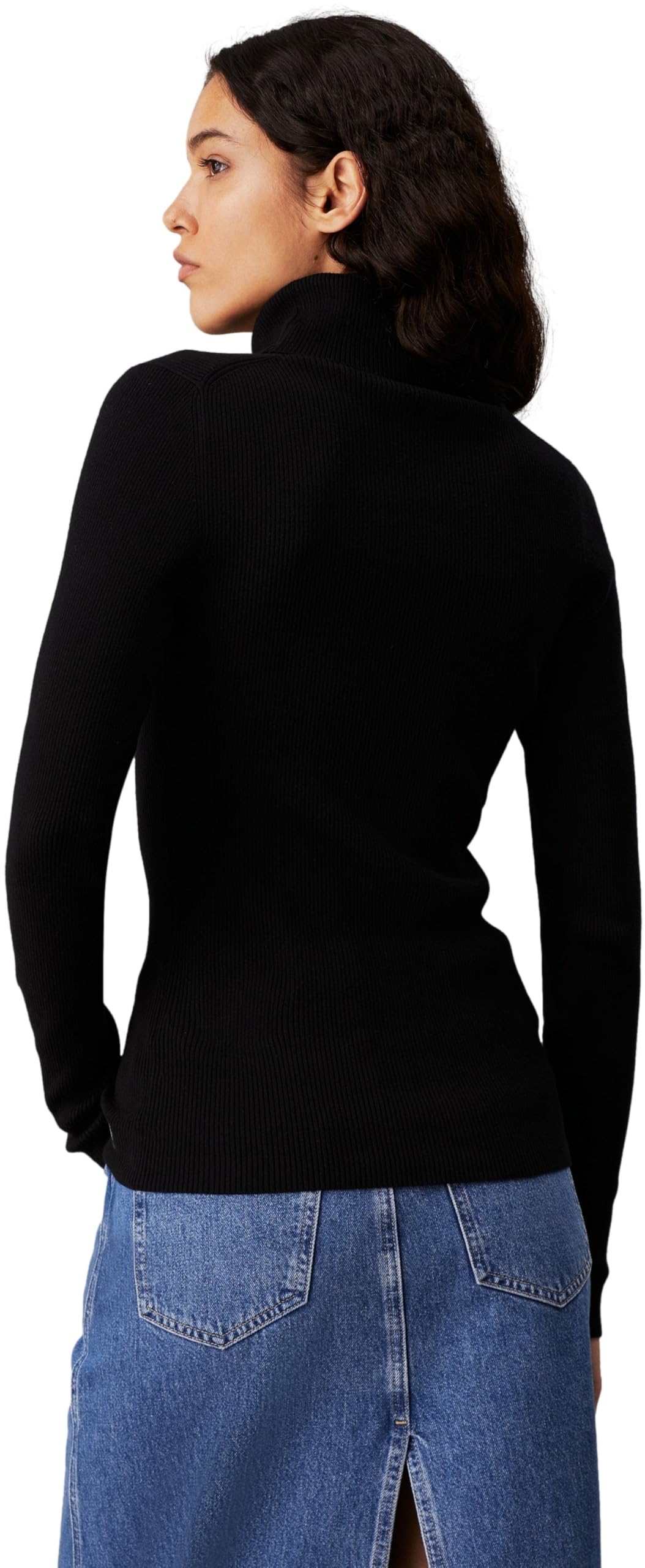 Calvin Klein Damen Pullover Woven Roll Neck Sweater mit Rollkragen