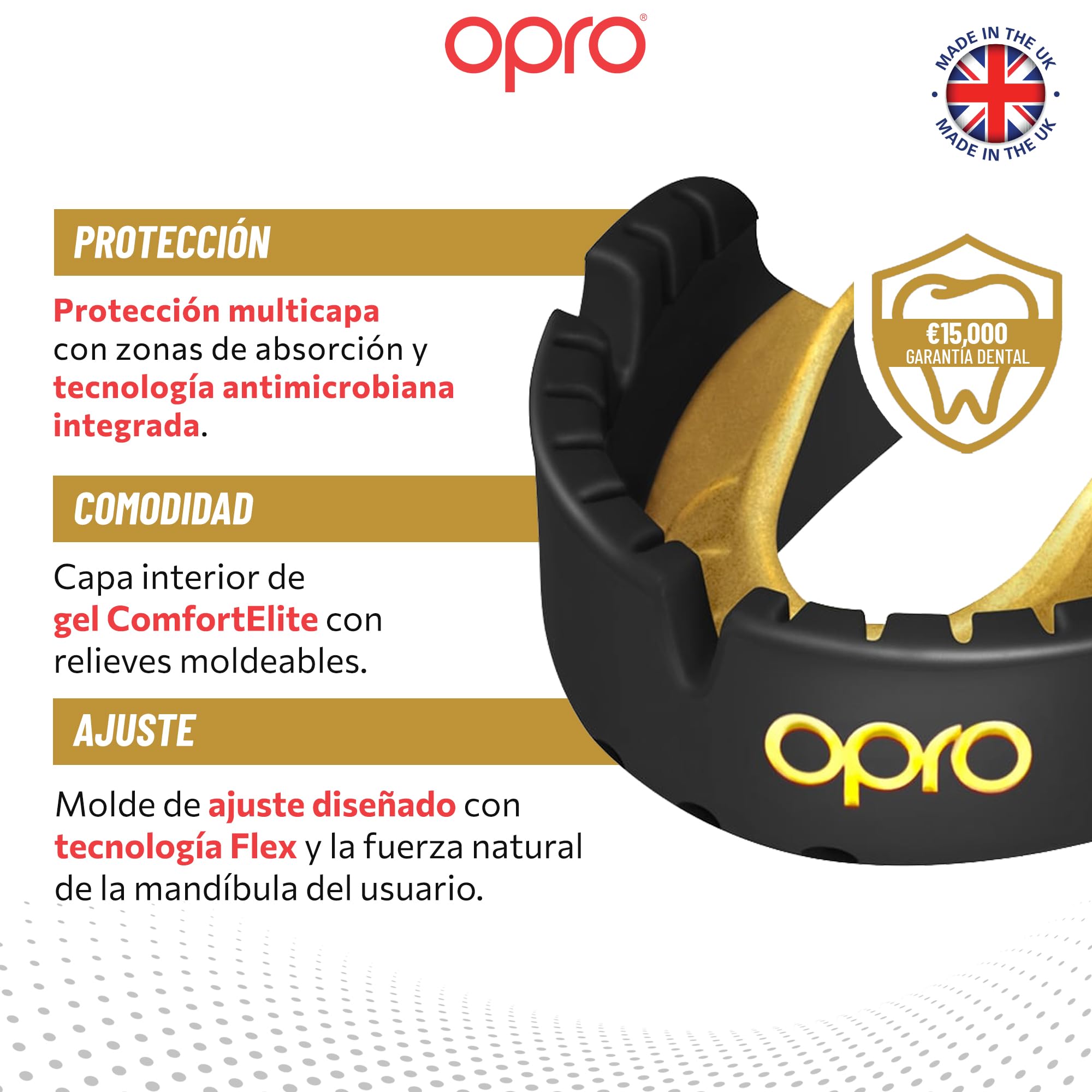 OPRO Protector bucal para brackets Gold Level, protector bucal deportivo con excelente comodidad, protección y ajuste, protector bucal para rugby, boxeo, lacrosse, MMA, artes marciales, hockey - 4