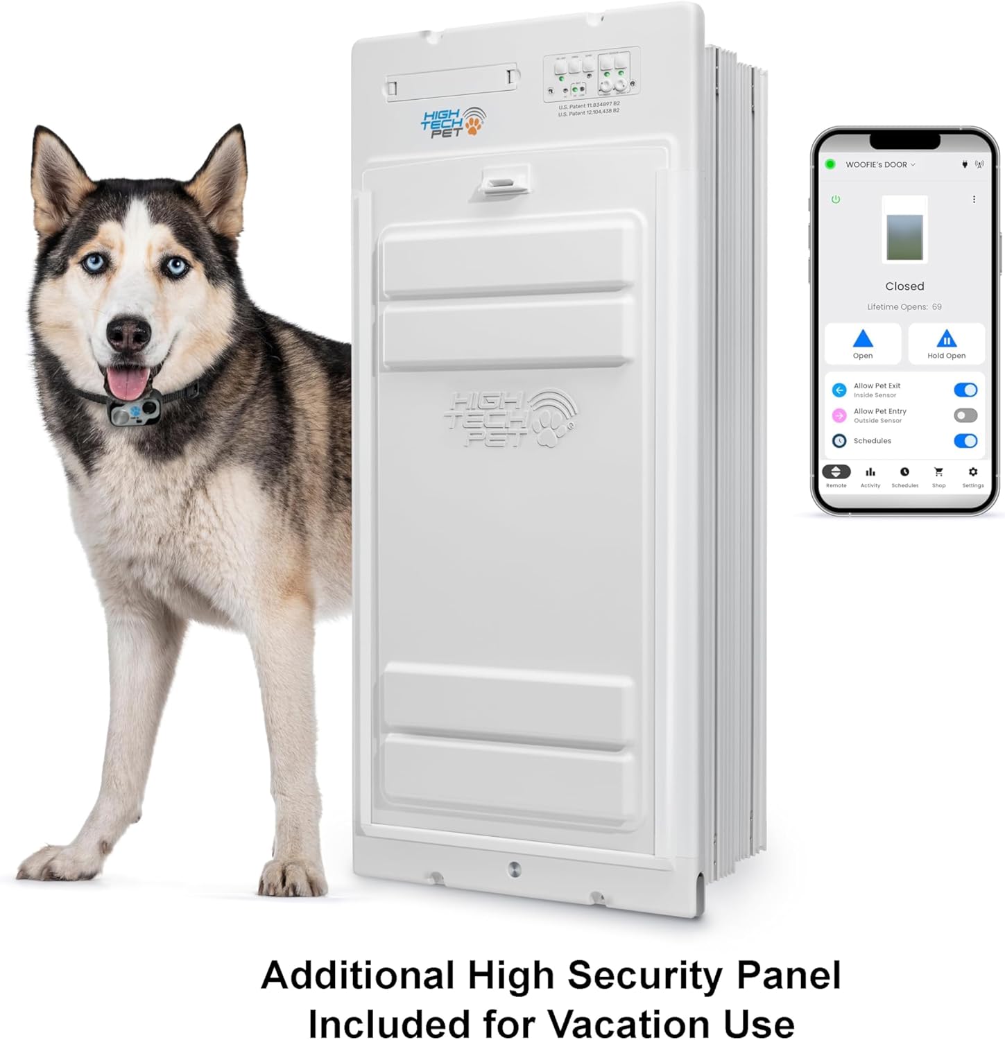 Power Pet Automatic ROLL UP Door by High Tech Pet Brand - Motorized Panel Rolls Up - Pet Operated - Remote App Control - 24/7 Exit & Entry Timers (Large, Wall Mount)