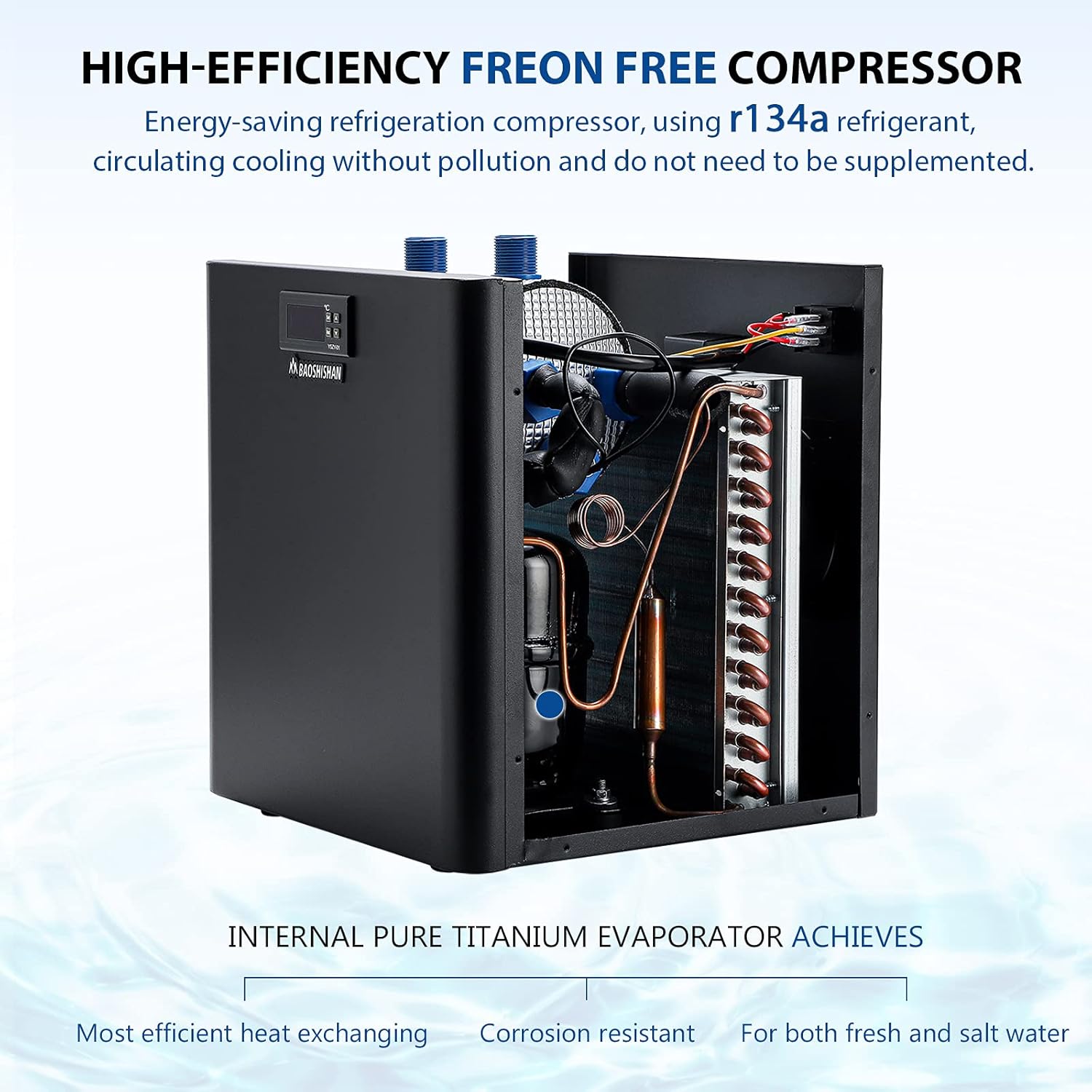 Buy BAOSHISHAN 300L Aquarium Chiller 75gal 1/3 HP Fish Tank Chiller Special Quiet Design