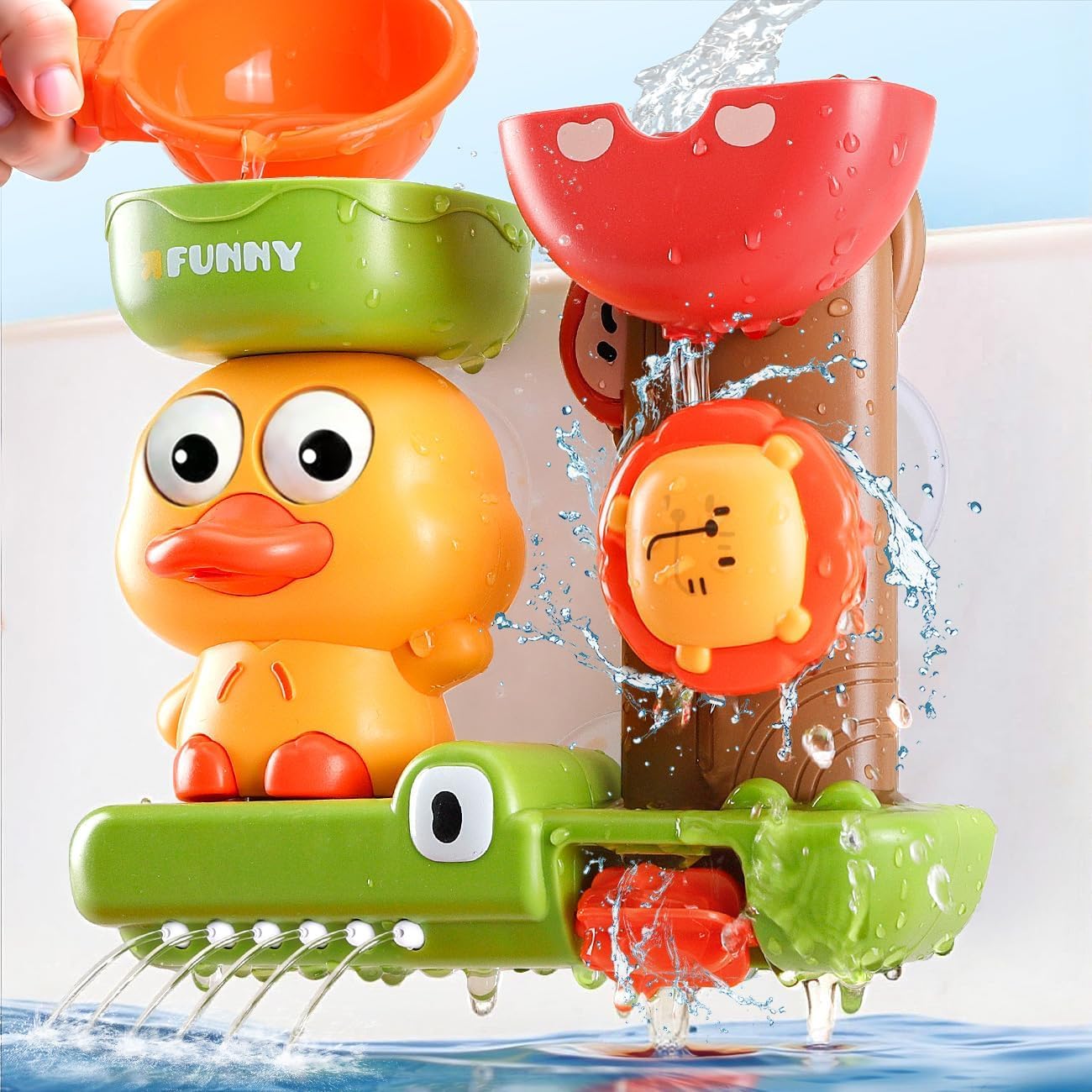 Toddler Bath Toys for 1 2 Year Old: Cute Duck Pink Toys for 1-3 Year Old Girls Gifts - Kids Bath Toy for Girl Age 2-4 - Baby Bath Toys for 18+ Months — view 7
