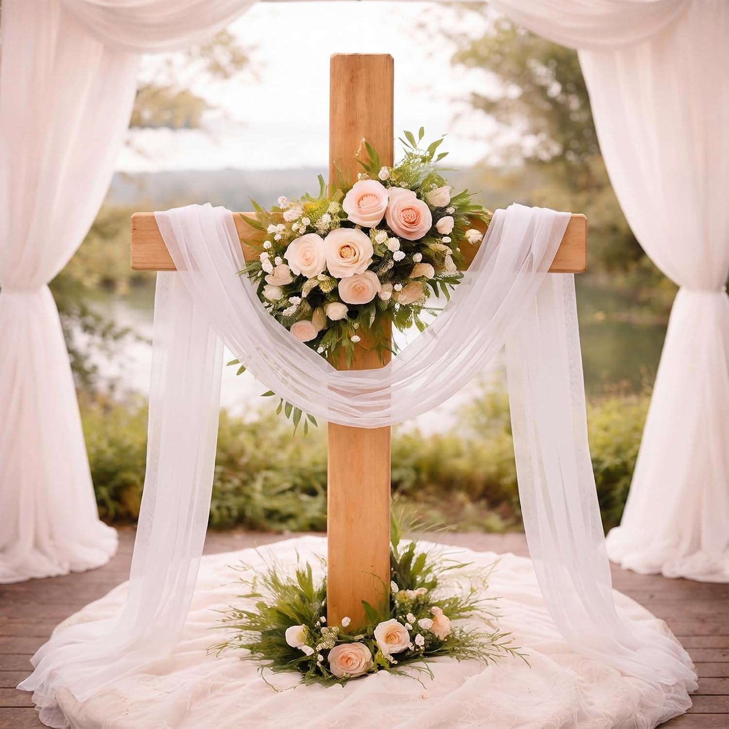 Cuffbow 1 Pack White Wedding Cross Scarf Decorations image 4