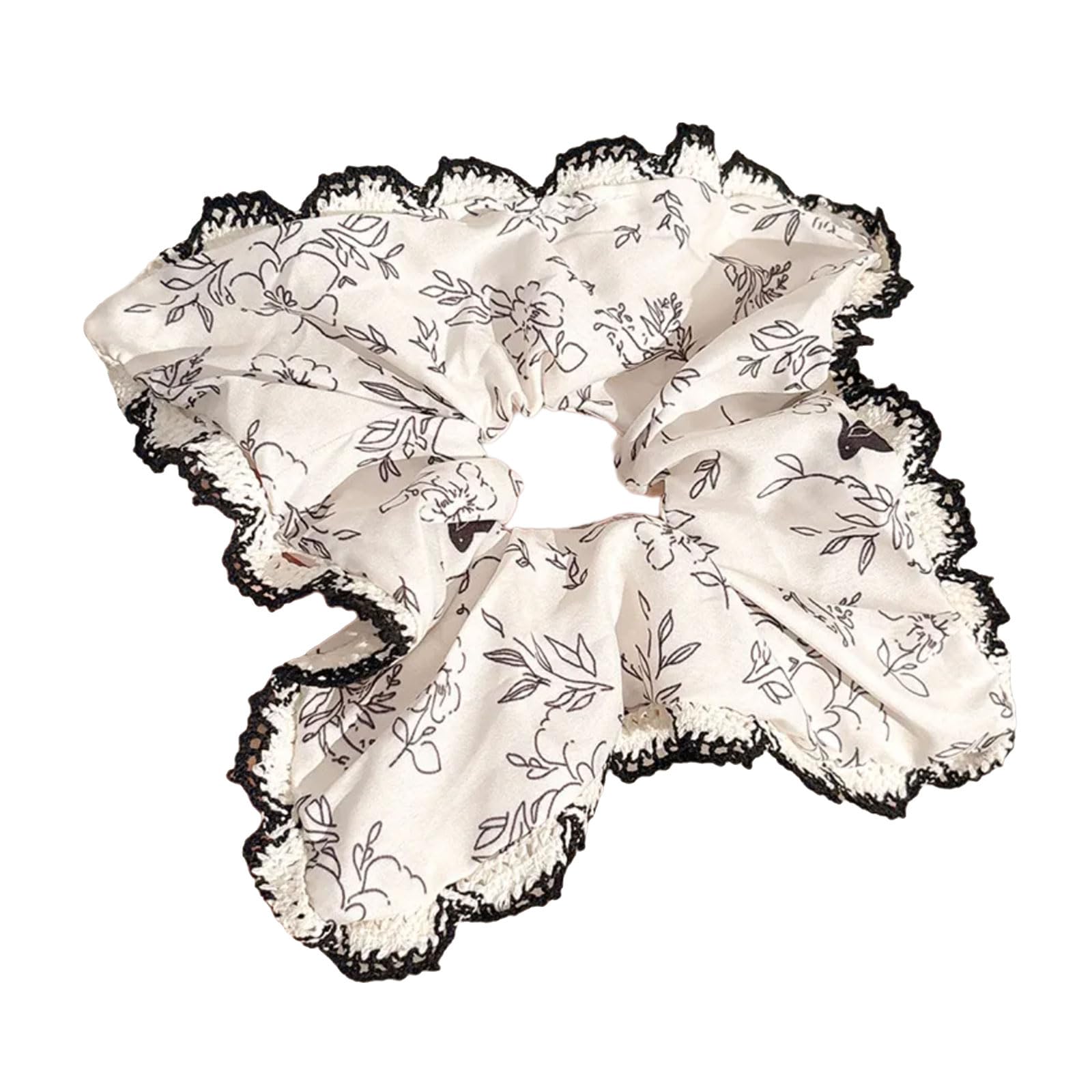 YUXITA French Lace Floral Scrunchies Hair Tie For Women Lady Girls Elegant Bun Accessory 2025 Headdress