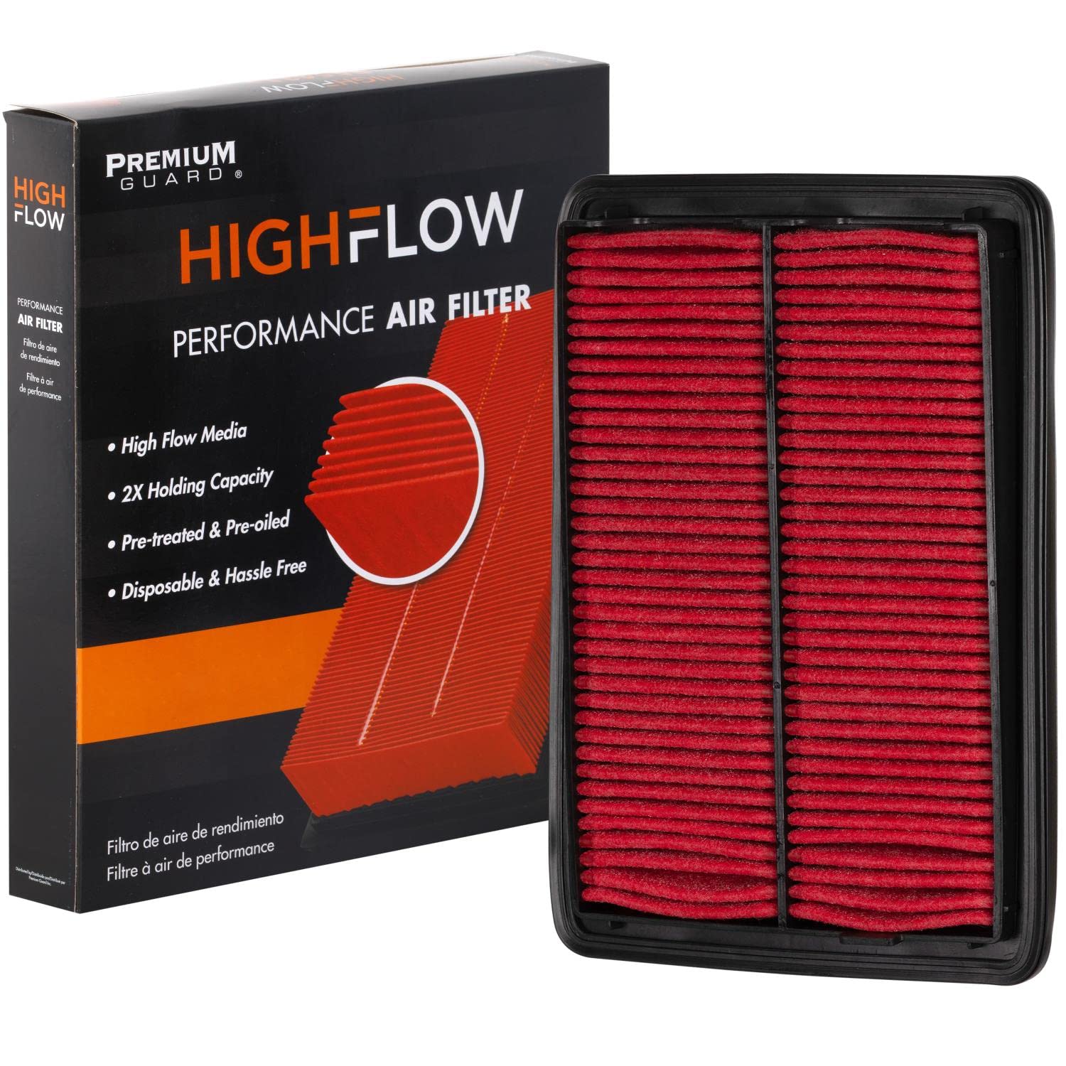 HIGHFLOW High Performance, Pre-Oiled Disposable Engine Air Filter PA99032X | Fits 2018-2024 Renault Koleos, 2014-2020 Nissan Rogue, 2017-2022 Rogue Sport, 2014-2022 X-Trail
