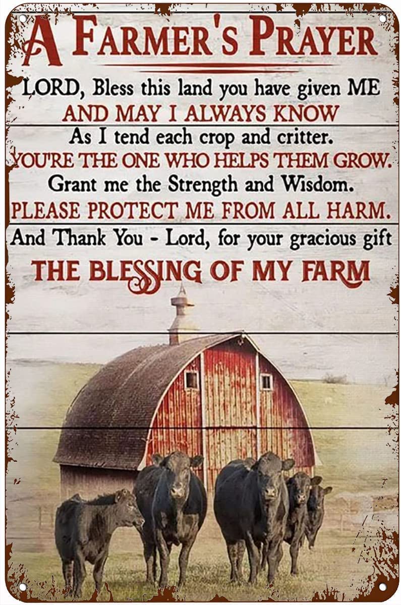 rayprint Vintage Metal Signs A Farmer's Prayer Retro Poster Vintage Aluminum Sign for Home Coffee Country Garden Farmhouse Wall Art Decor Plaque 8x12 Inch