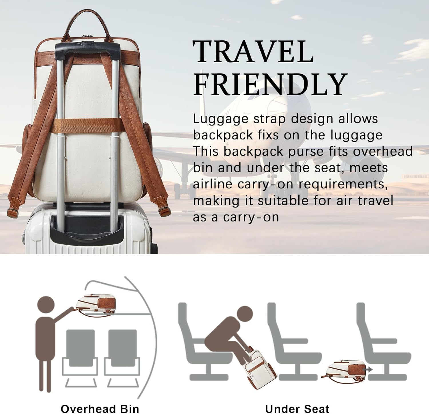 Shrrie Leather Laptop Backpack for Women with 17 inch Vegan Leather Computer Backpack Purse for Travel College Work - Image 5