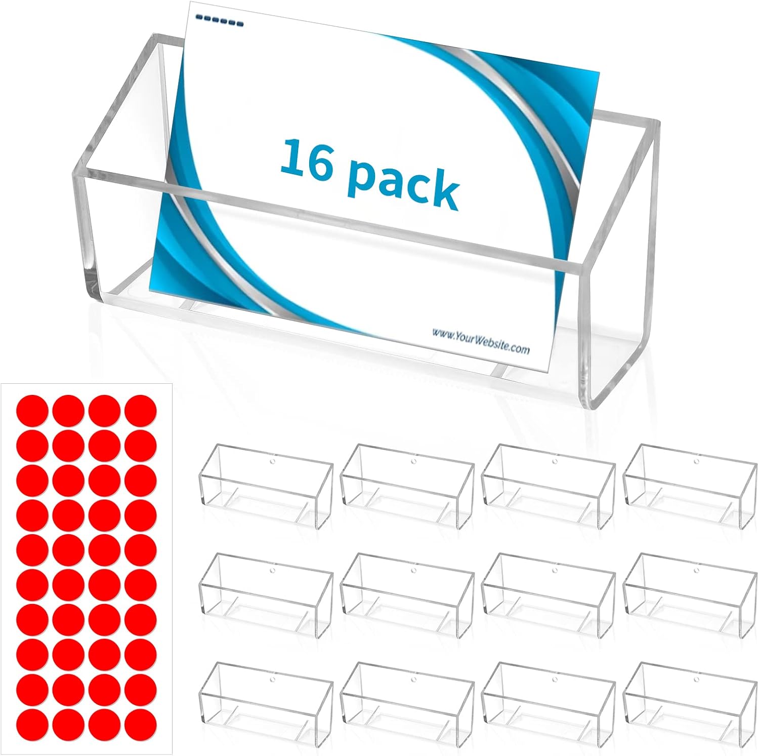 WANGDEFA 16 Pieces Wall Mount Rack Card Holder Business