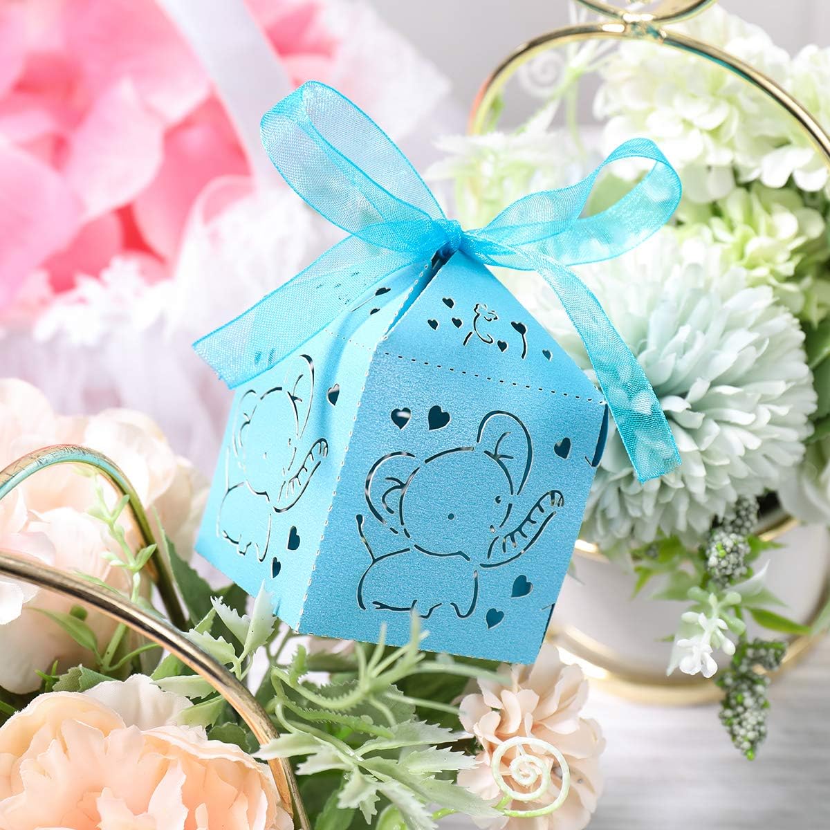 STOBOK Paper Candy Boxes, Wedding Birthday Favor Boxes, Chocolate Candy Boxes Elephant Animal Shape, Blue
