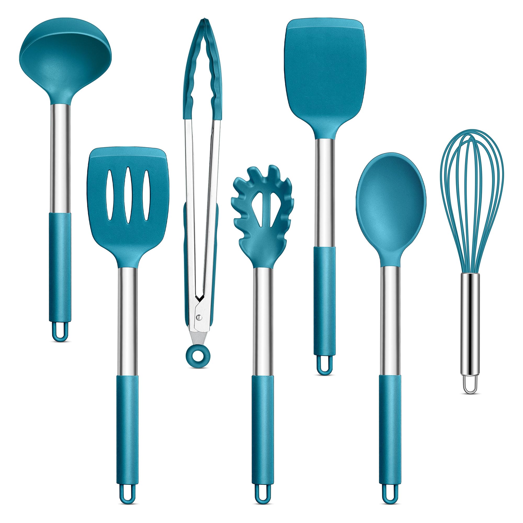 Set De 8 Ustensiles De Cuisine Joyfair - Silène Alimentaire, Poignée Inox - Anti-Rayures Pour Poêles