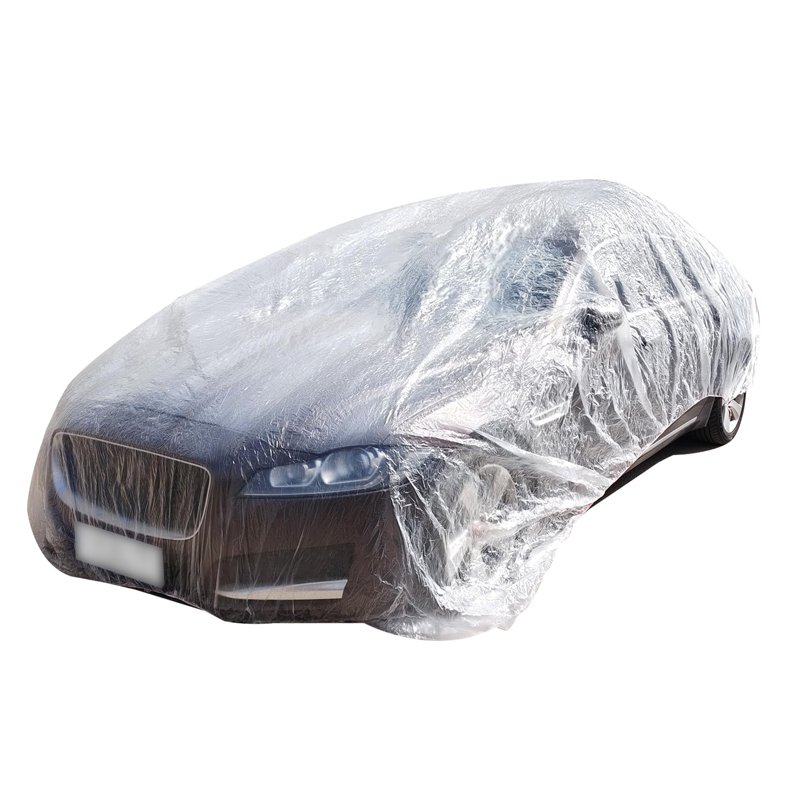 Vroelos 12 5x21 5 Clear Plastic Disposable Car Protective Cover Temporary Universal Rain Dust Garage Full Coverage Car — view 4