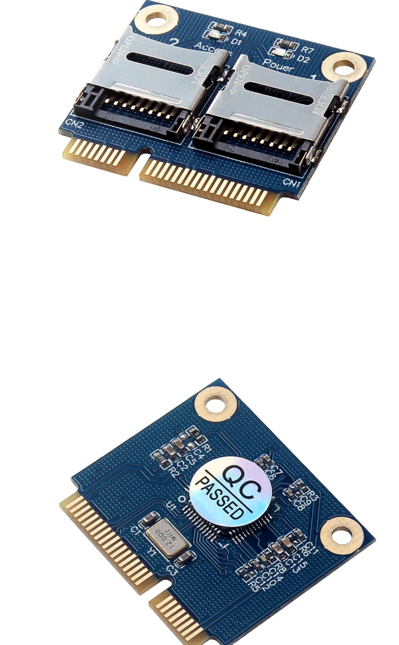 JXSZ Mini PCI-e pcie to Dual Micro SD/SDHC/SDXC Adapter PCI-E 2xTF