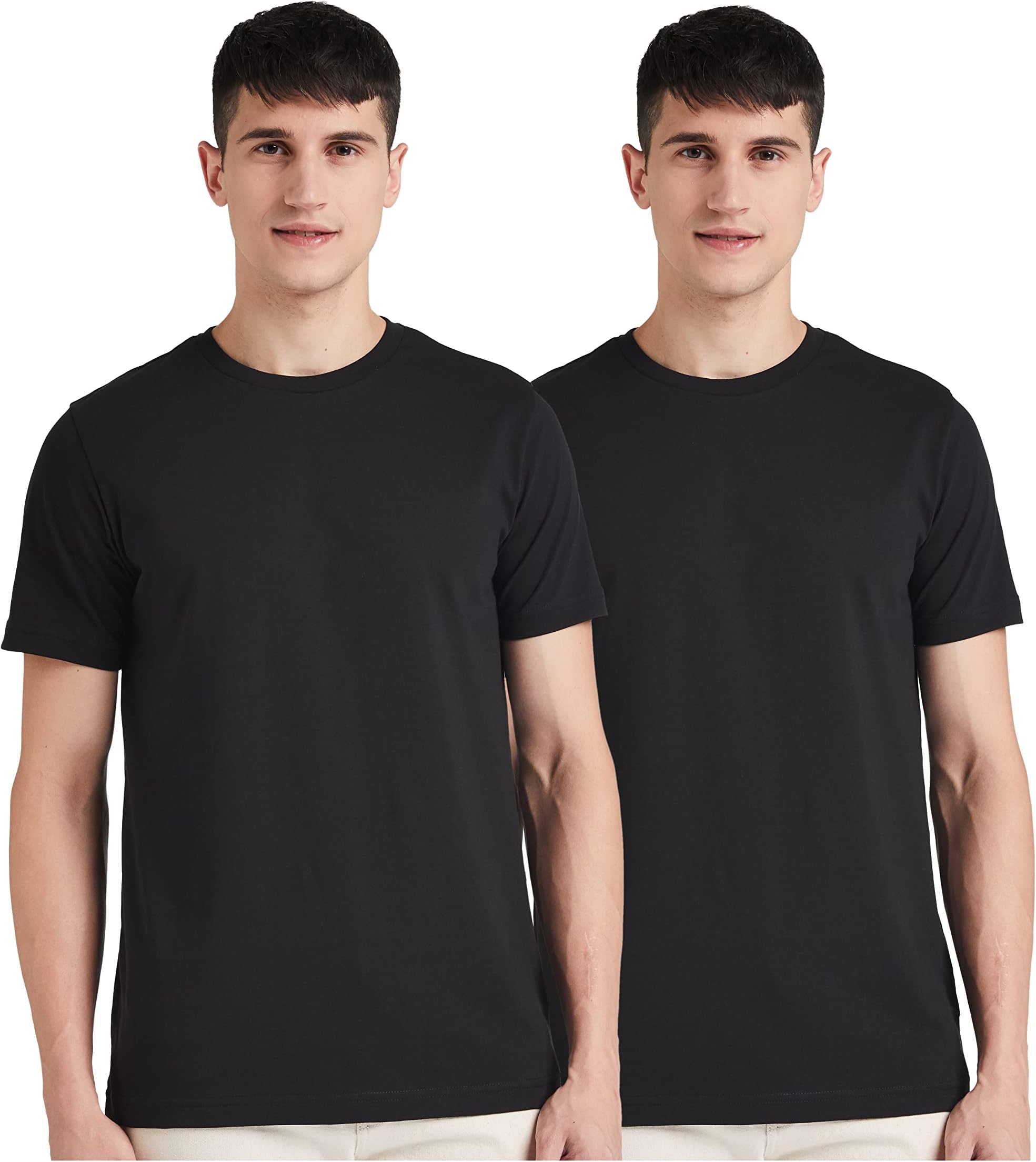 Amazon Brand - SymbolMen's Solid Cotton T Shirt | Round Neck | Half Sleeve | Plain-Regular Fit (Available in Plus Size and Combo Packs)