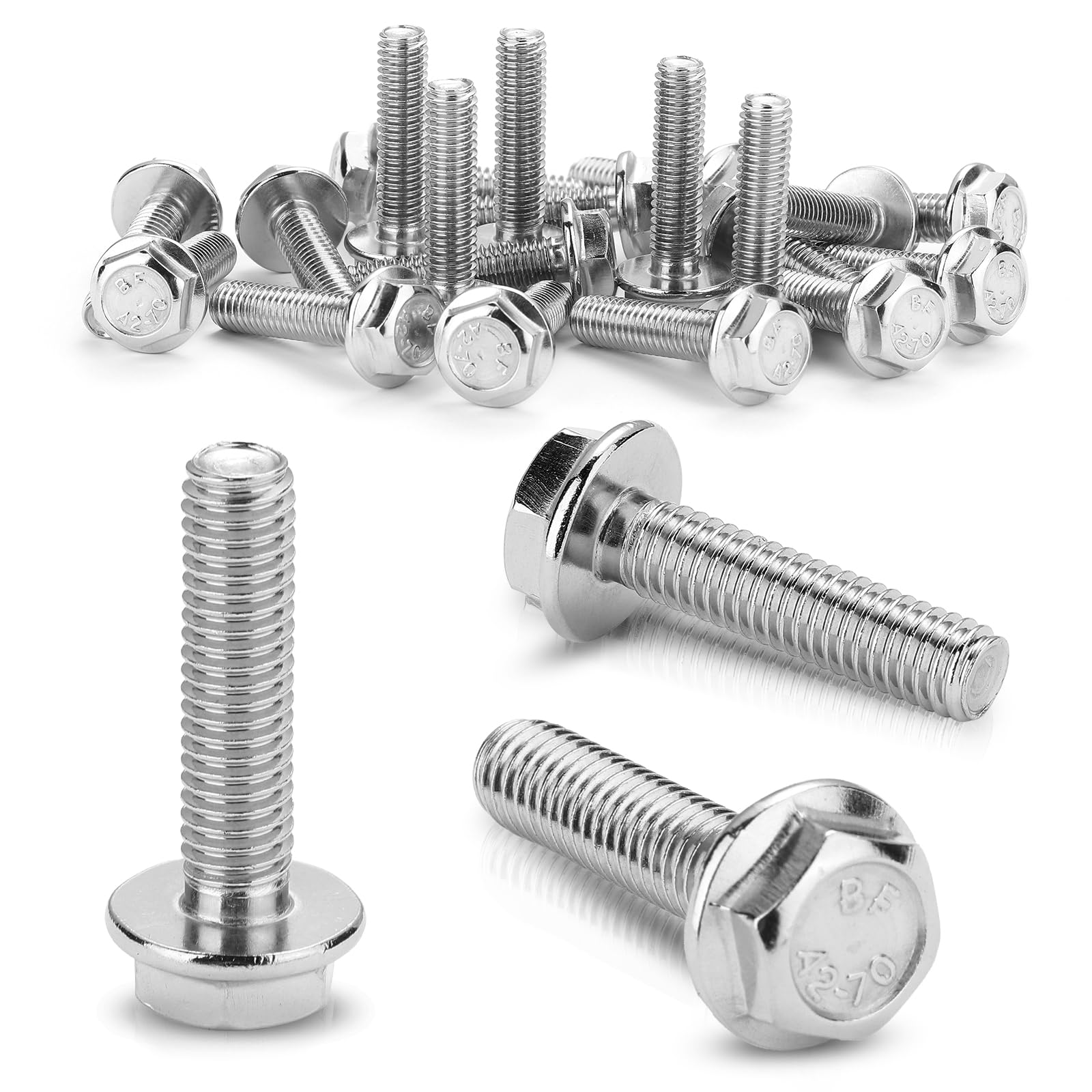 TXXATX 20 Pcs M6 Bolt M6x25mm Bolt 304 Stainless Steel Bolts Hex Screws Flanged Hex Head Bolts Anti-Loosening for DIY Machine Tools Households Furniture Assembly