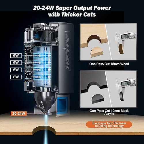 Miniatura 2 de ATEZR P20 Plus - Cortador láser de 120 W con asistencia de aire KA máquina de corte y grabado láser de potencia láser de 20-24 W para madera y metal